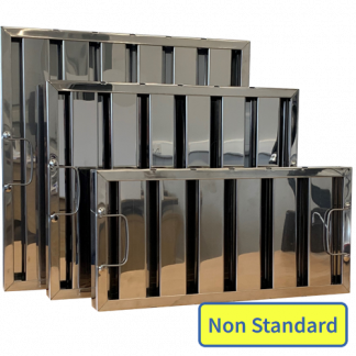 Non standard baffle style grease filters for kitchen canopies