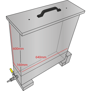 Internal Dimensions of the Baffle Mesh Kitchen Restaurant Canopy Grease Filter Cleaning Tank Heated with a drain point - A Size