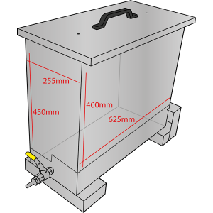 Internal Dimensions of the Baffle Mesh Kitchen Restaurant Canopy Grease Filter Cleaning Tank Heated with a drain point - B Size